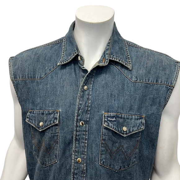 Wrangler Blue Denim Embroidered Back Patch "Rage Riders" Biker Motorcycle Vest L - Picture 9 of 14
